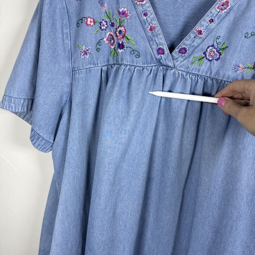 Go Softly Nightgown Sleep Dress Nap Day Garden Crochet Neckline Size XL Grandma - Picture 8 of 13
